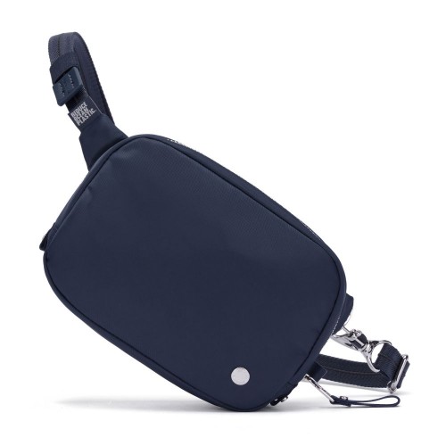Сумка через плече Pacsafe W Micro sling 2 л темно-синя антизлодій 4 ступені захисту - 20467606