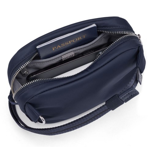 Сумка через плече Pacsafe W Micro sling 2 л темно-синя антизлодій 4 ступені захисту - 20467606
