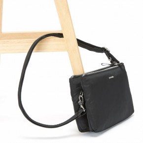 Сумка через плече Pacsafe Stylesafe double zip crossbody 4 л чорна антизлодій 5 ступенів захисту - 20630100
