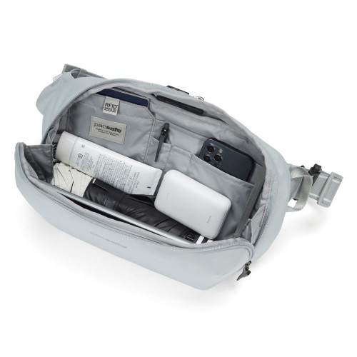 Сумка-слінг через плече Pacsafe Metrosafe V Urban Sling 5 л світло-сіра антизлодій 5 ступенів захисту - 30615148