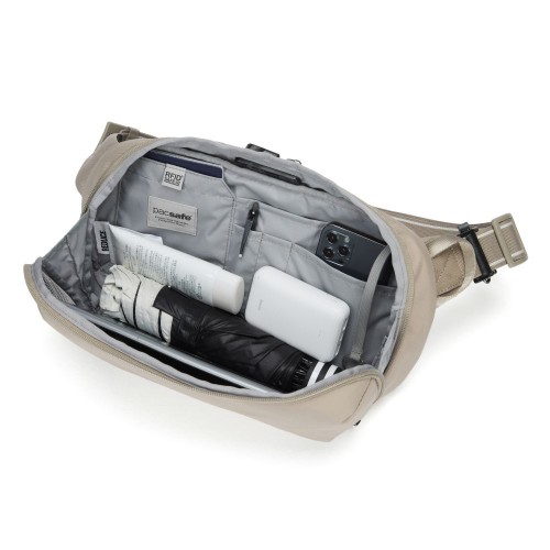 Сумка-слінг через плече Pacsafe Metrosafe V Urban Sling 5 л бежева антизлодій 5 ступенів захисту - 30615237