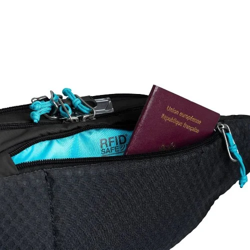 Сумка на пояс Pacsafe Eco 3.5 л чорна антизлодій 6 ступенів