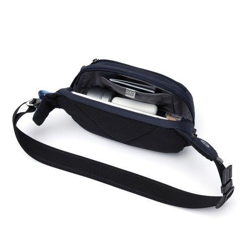 Сумка на пояс Pacsafe V Hip Pack 4 л темно-синя антизлодій 5 ступенів захисту - 60141658