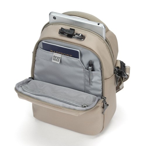 Сумка через плече Pacsafe V Companion Crossbody 5 л бежева антизлодій 5 ступенів захисту - 61105237